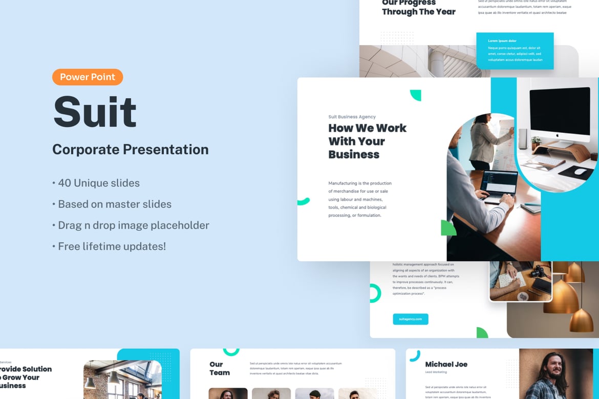 Template Presentasi PowerPoint Suit - Solusi Profesional untuk Bisnis Anda