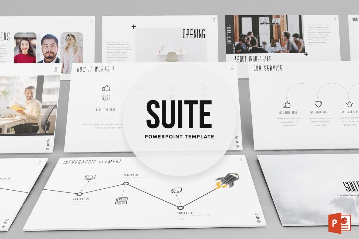 Template PowerPoint Suite - 5 Variasi Warna Menarik