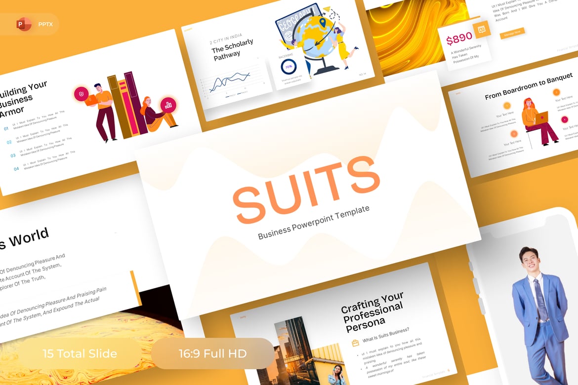Template PowerPoint Suits - Solusi Presentasi Bisnis Anda