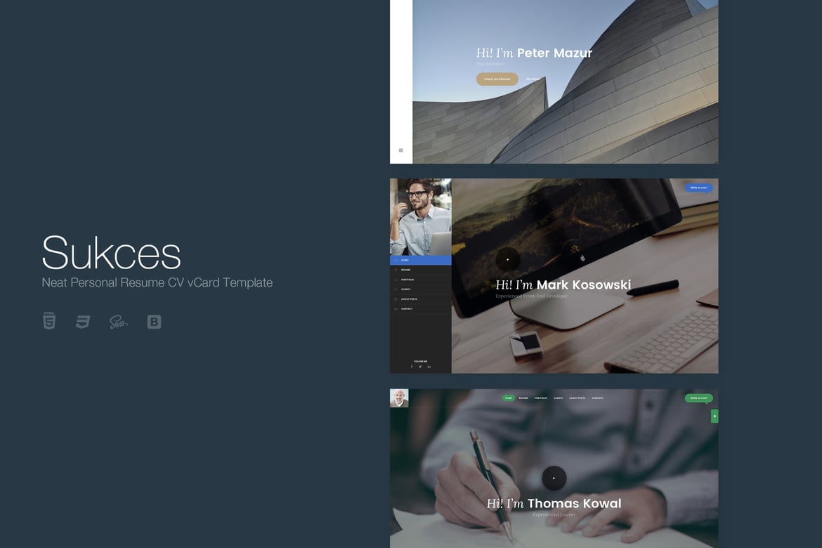 Sukces - Template CV Pribadi Neat yang Menarik dan Responsif