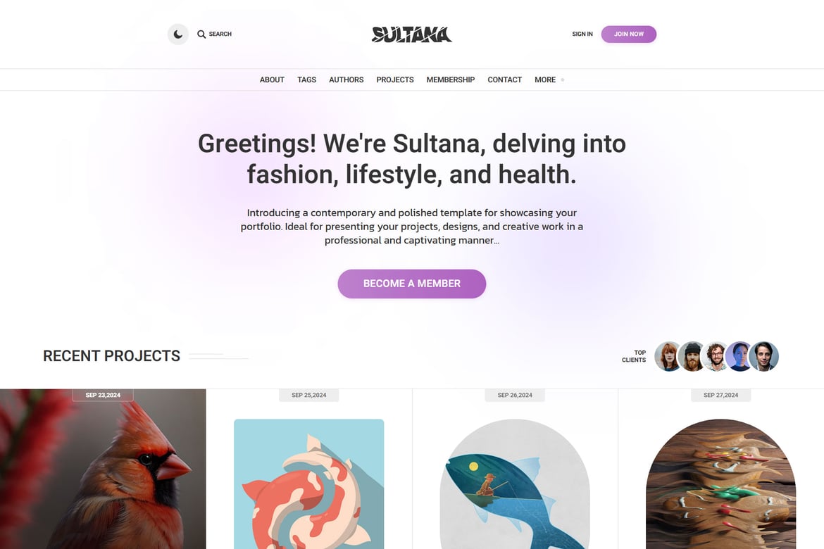 Sultana - Template Website Portofolio Pribadi Minimalis