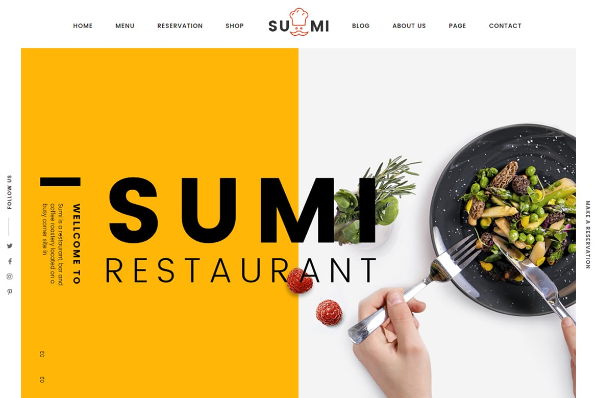 Template Website Restoran Sumi yang Elegan dan Minimalis