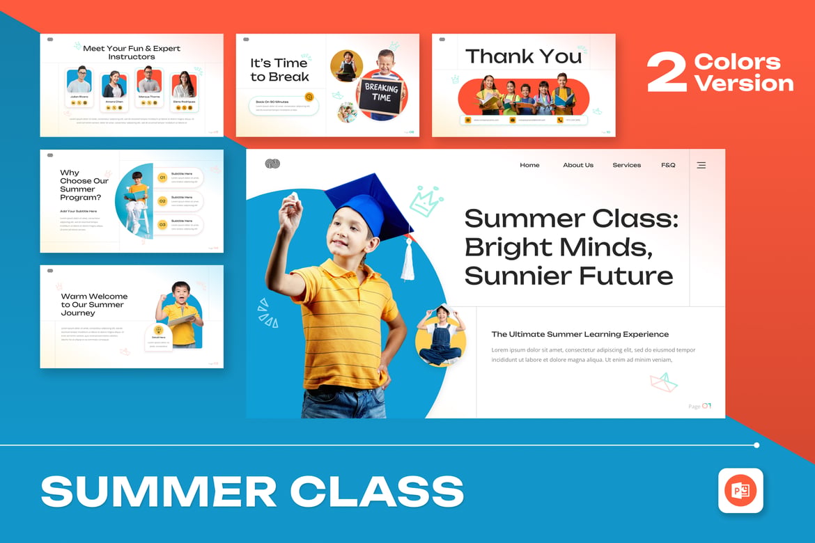 Template Presentasi PowerPoint Kelas Musim Panas yang Ceria