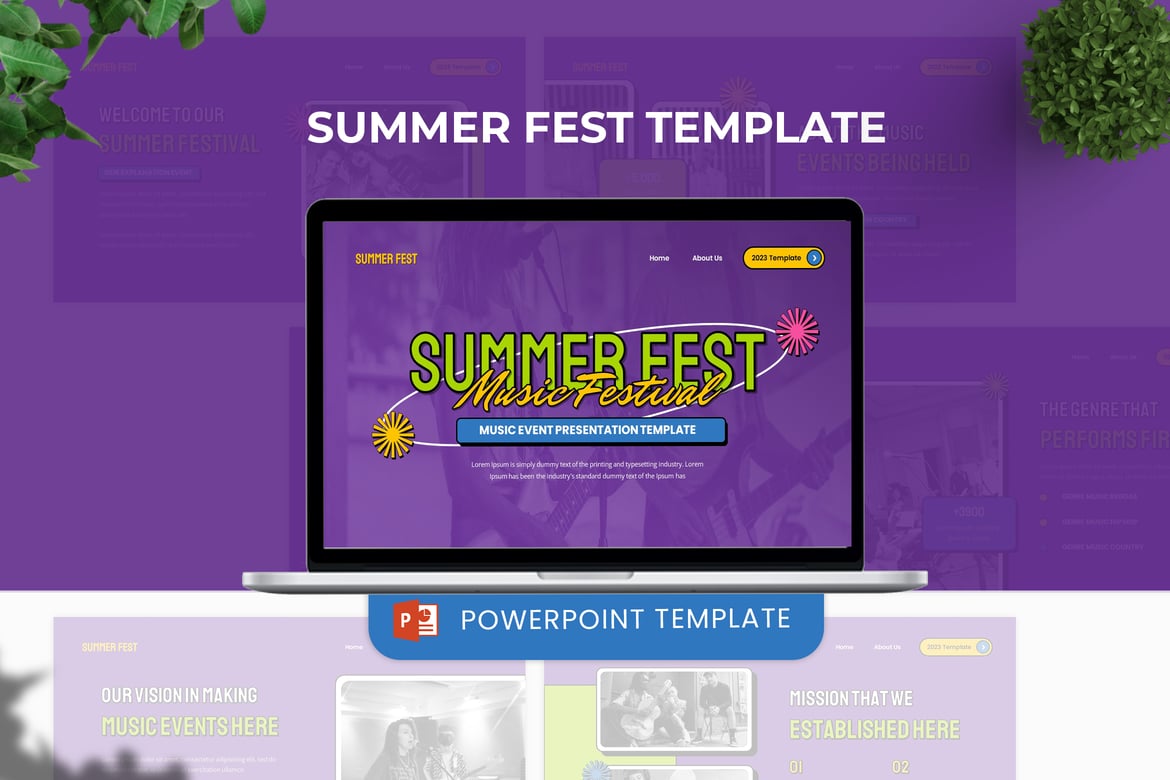 Template Powerpoint Summer Fest yang Menarik untuk Presentasi Anda