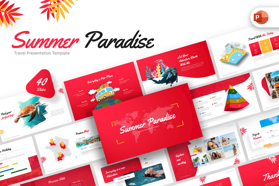 Template Presentasi PowerPoint Musim Panas yang Memukau