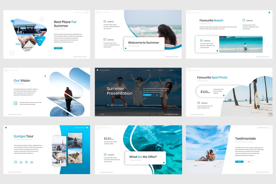 Template Powerpoint Musim Panas yang Kreatif dan Minimalis