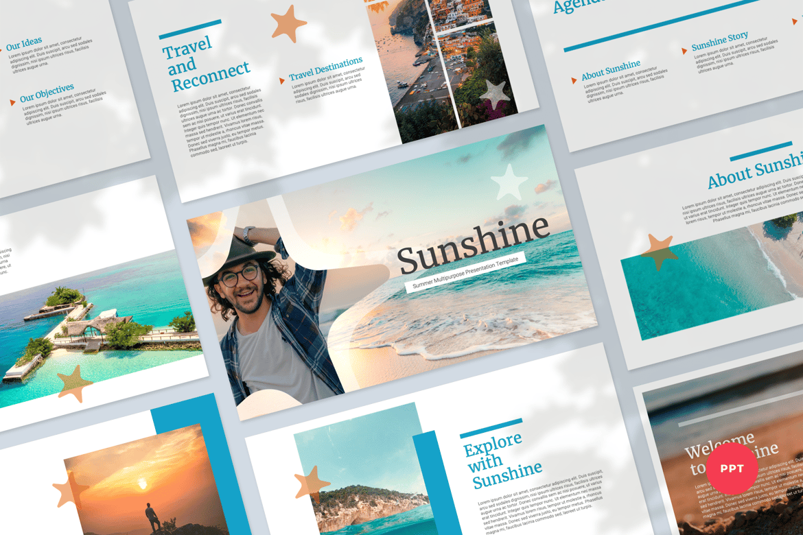Template Presentasi PowerPoint Musim Panas yang Menarik