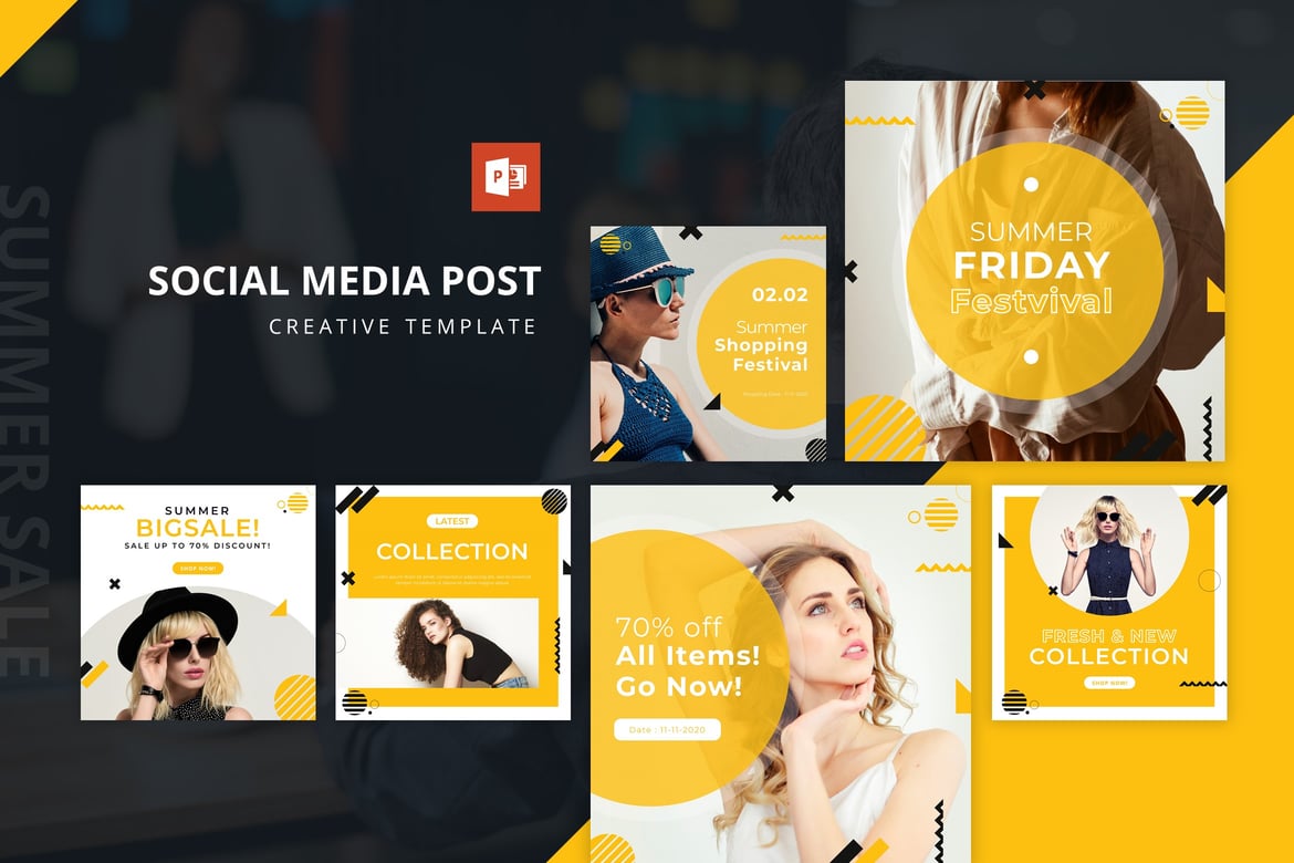 Template PowerPoint Feed Instagram Promo Musim Panas yang Menarik