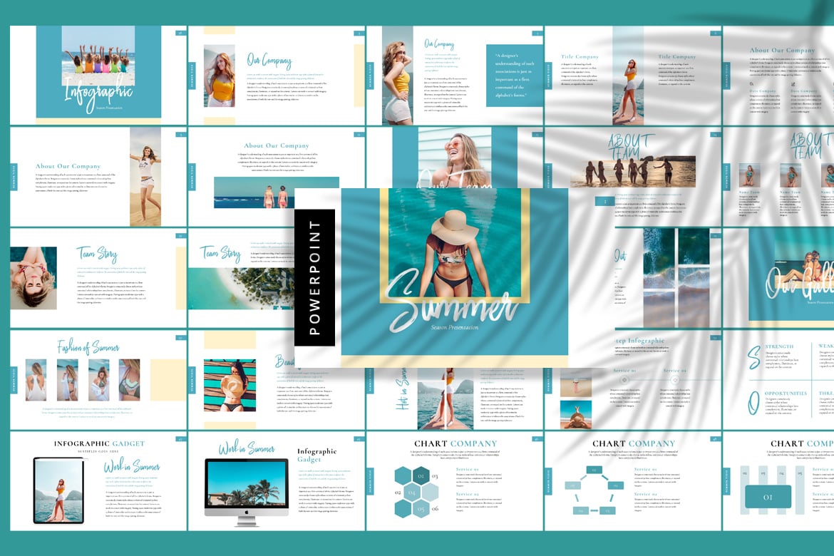 Template PowerPoint Musim Panas yang Menarik dan Modern