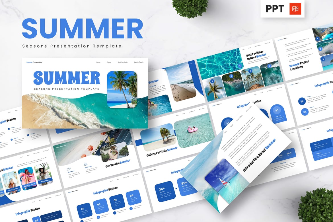 Template PowerPoint Musim Panas yang Menarik dan Kreatif