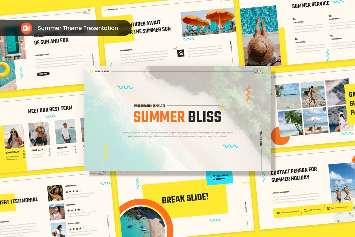 Template Presentasi PowerPoint Bertema Musim Panas yang Menarik