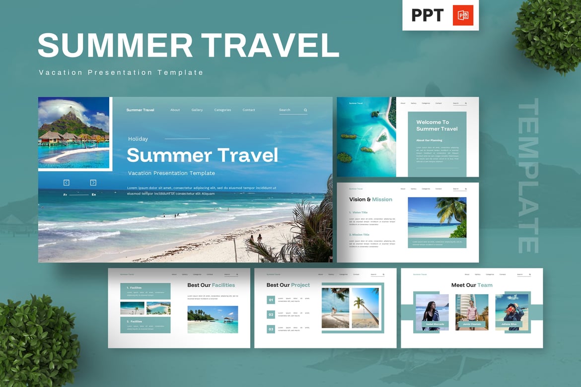 Template Powerpoint Liburan Musim Panas yang Menarik