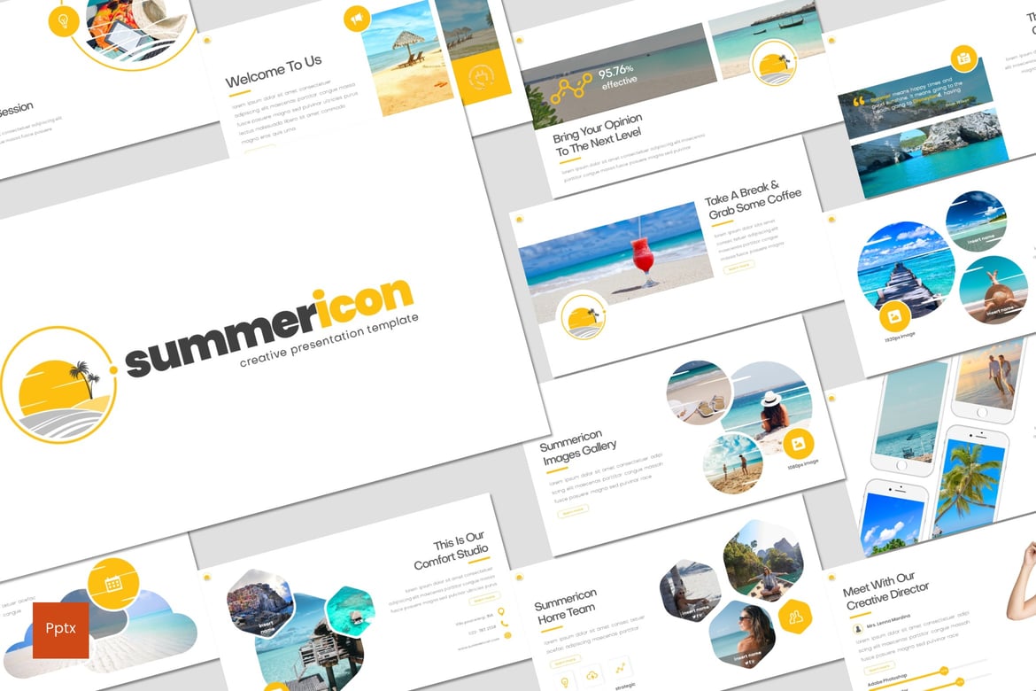 Summericon - Template Presentasi PowerPoint Kreatif dan Minimalis