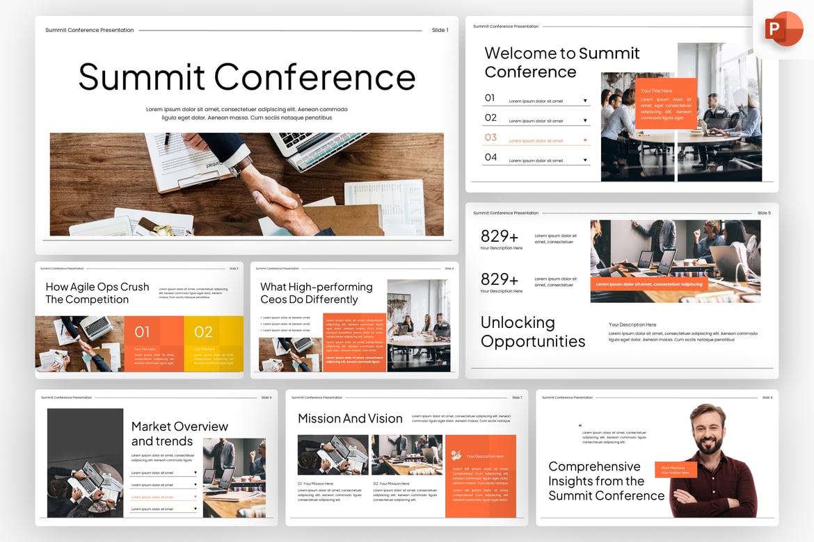 Template PowerPoint Konferensi Summit yang Menarik