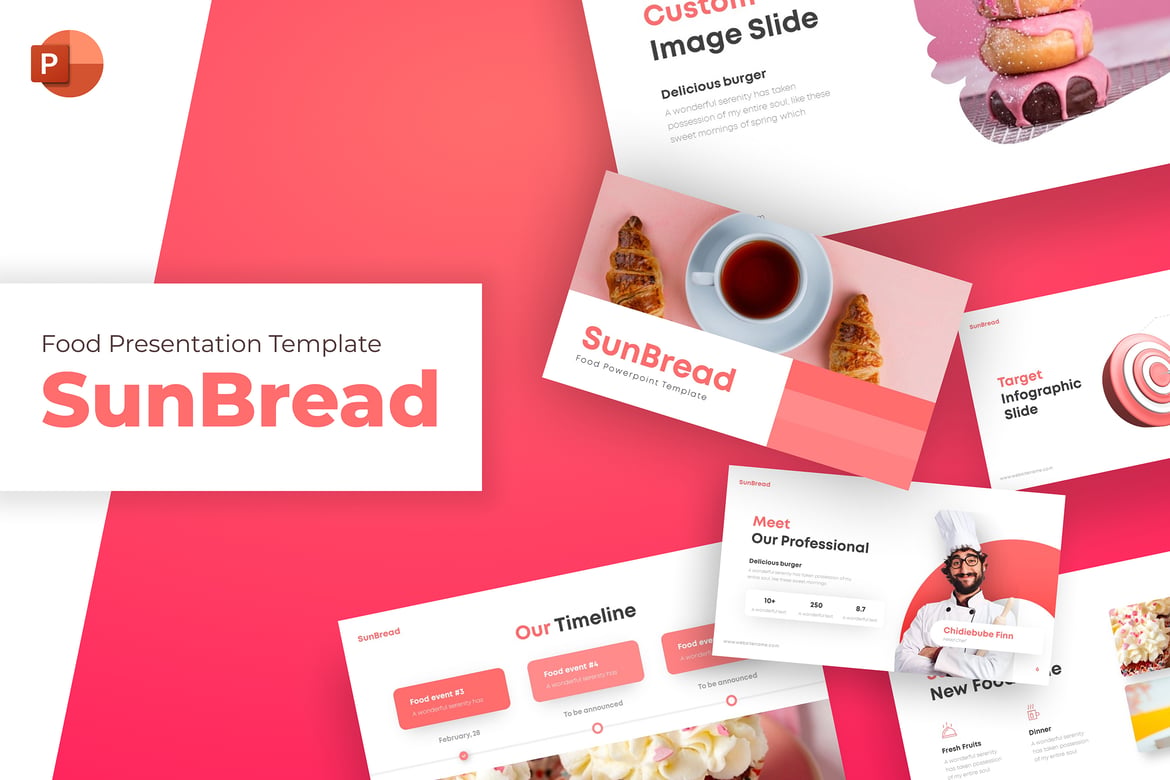 Template PowerPoint Kreatif SunBread untuk Presentasi Makanan