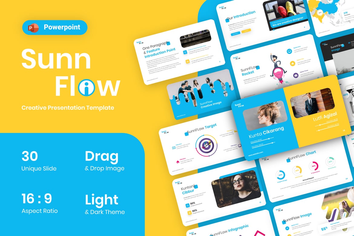 Template Powerpoint Kreatif Sunflow untuk Presentasi Menarik