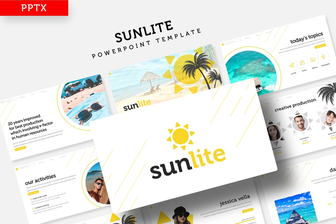 Template PowerPoint Sunlite - Kreatif dan Profesional untuk Presentasi Anda