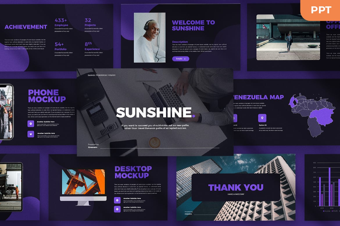 Template Presentasi PowerPoint Sunshine yang Menarik dan Modern