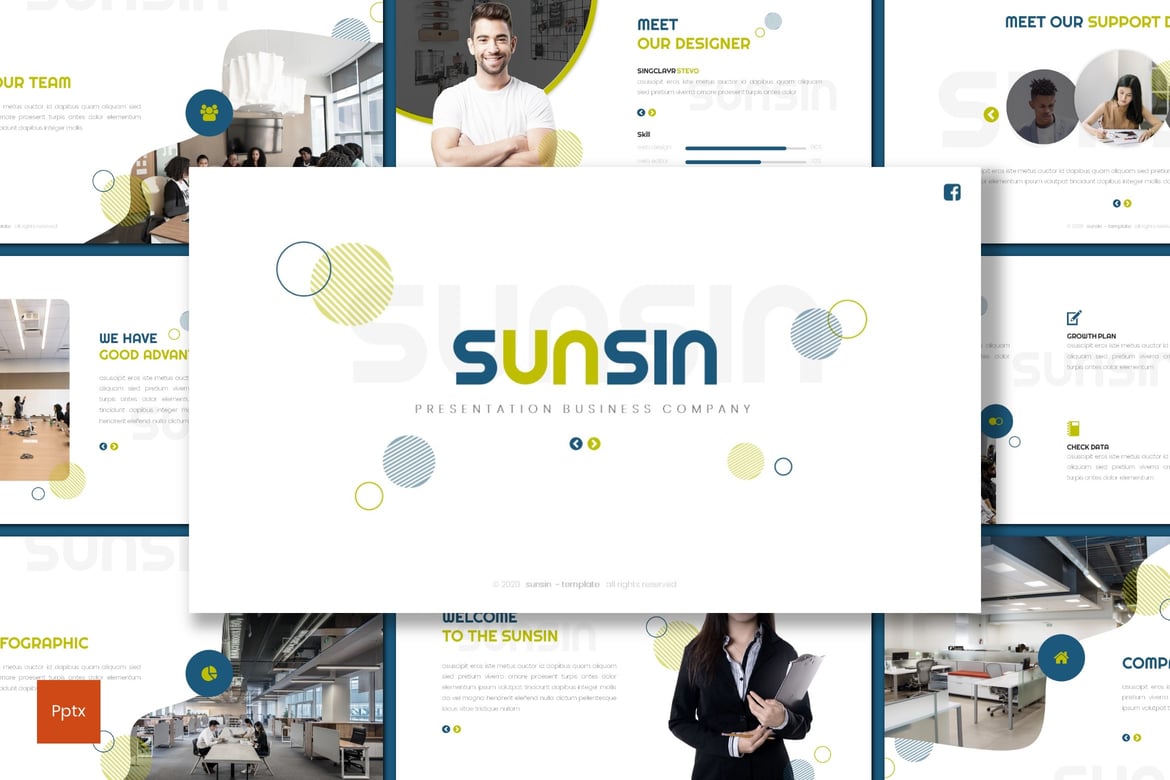 Template Presentasi PowerPoint Sunsin yang Kreatif dan Minimalis