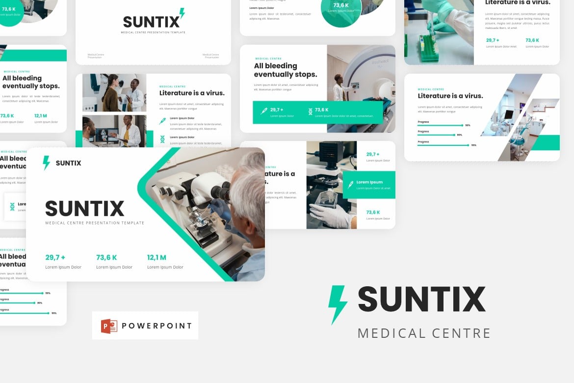 Suntix - Template Presentasi Powerpoint untuk Pusat Medis yang Modern dan Profesional