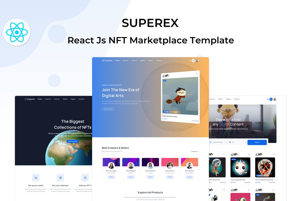 Superex - Template Website Marketplace NFT React Js yang Kuat