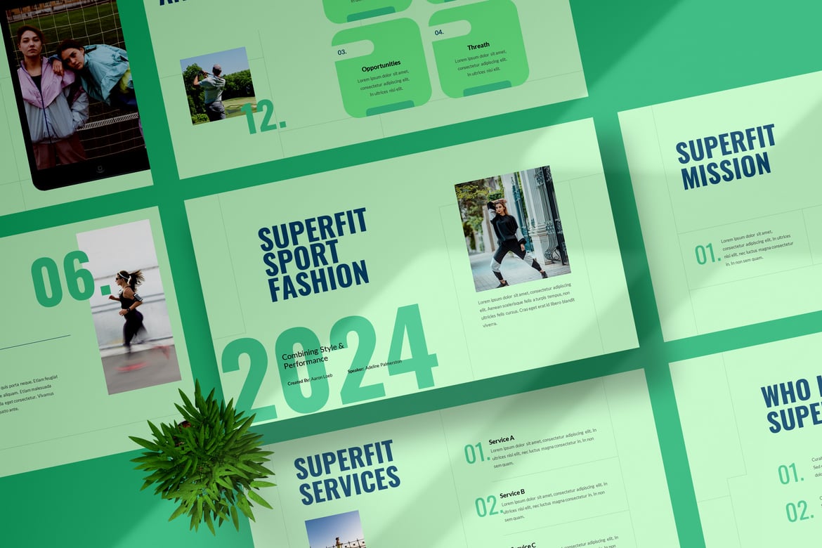 Template Presentasi Sport Fashion Superfit yang Modern dan Kreatif
