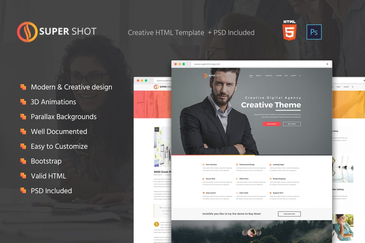 SuperShot - Template Website HTML Kreatif dan Modern