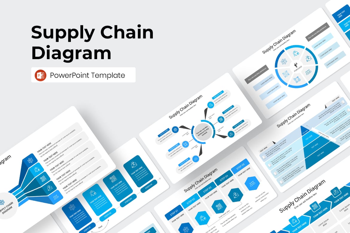 Template PowerPoint Diagram Rantai Pasokan yang Menarik
