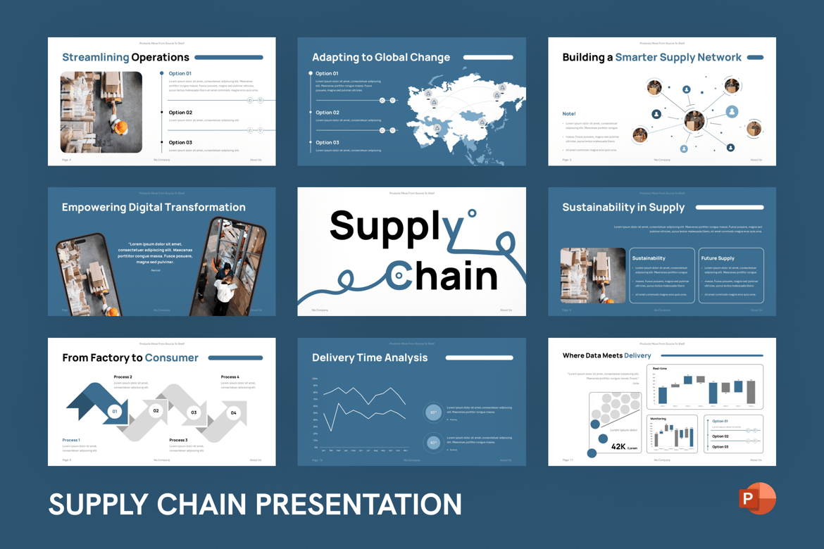 Template PowerPoint Rantai Pasokan yang Efektif dan Profesional