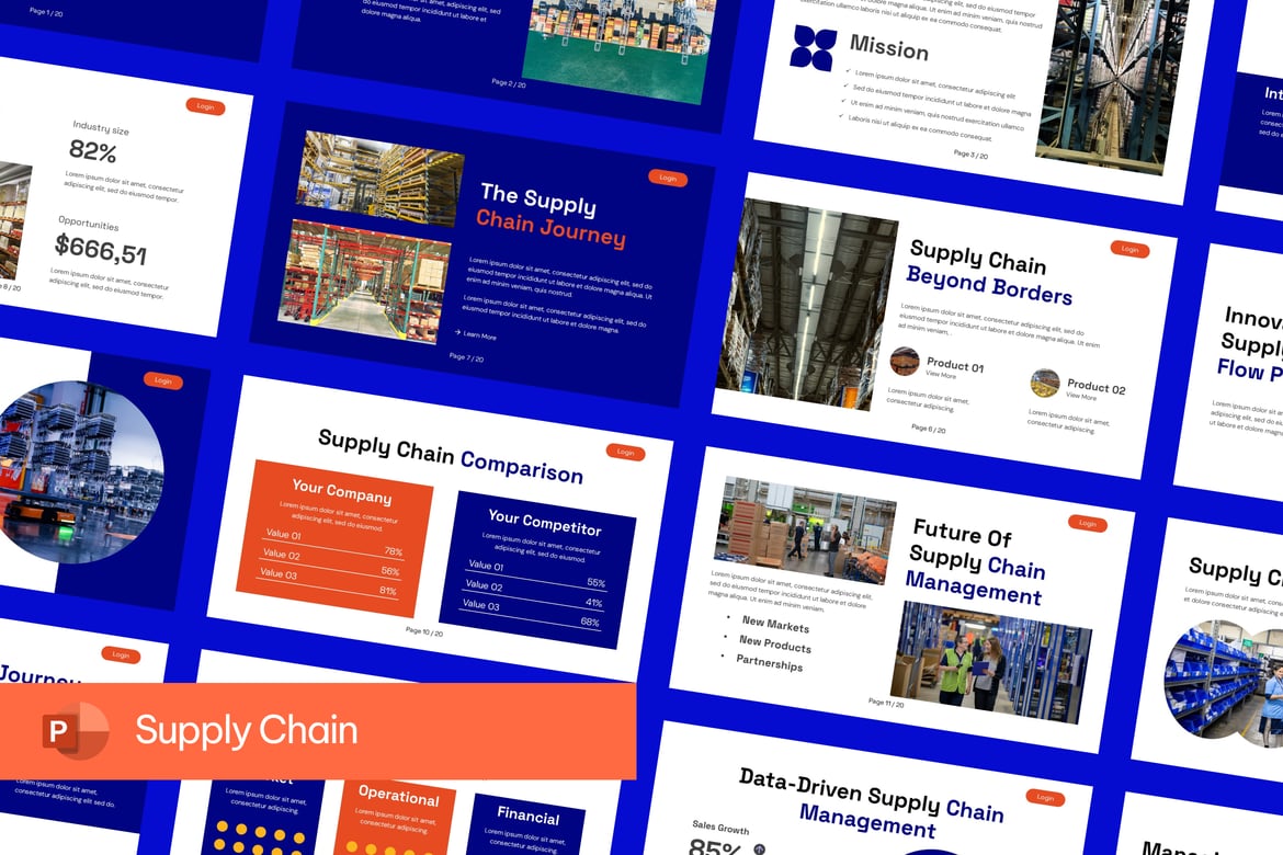 Template PowerPoint Rantai Pasokan yang Menarik dan Profesional