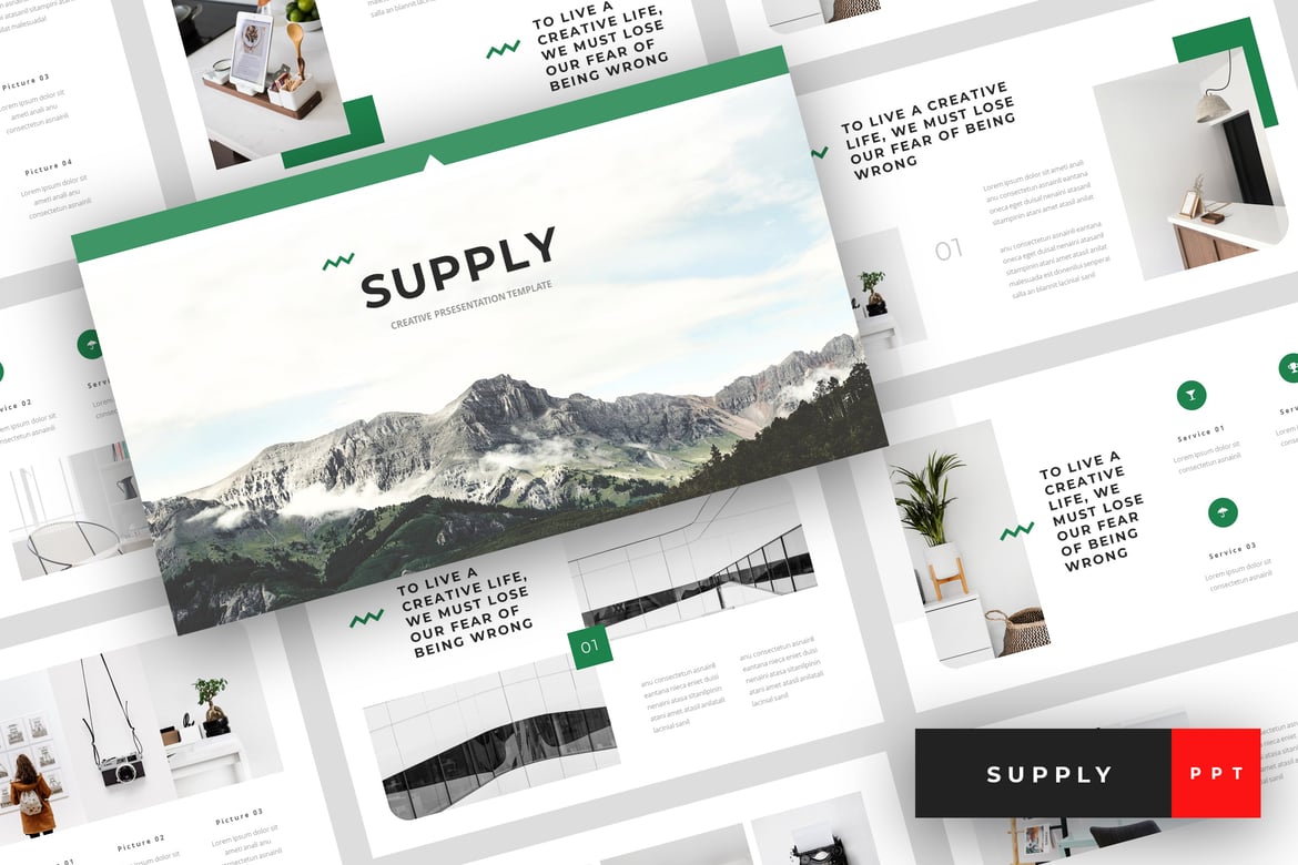 Template PowerPoint Kreatif Supply yang Memukau