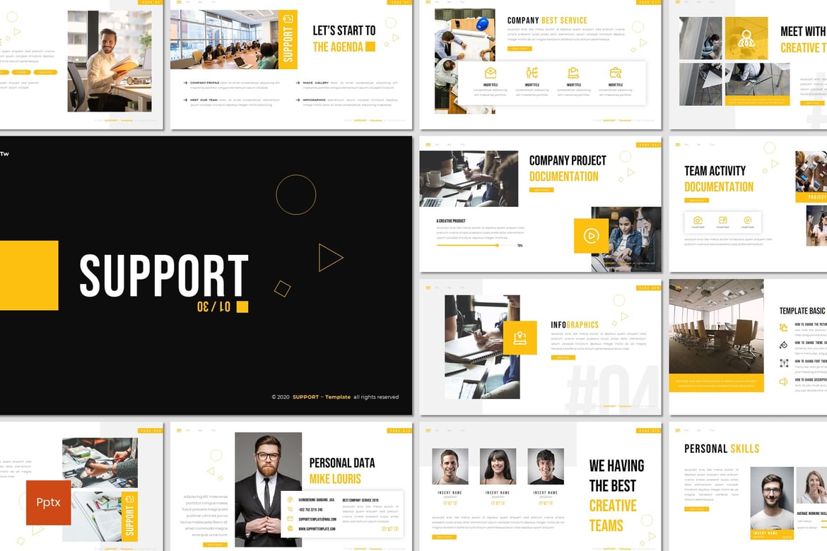 Template Presentasi PowerPoint - Support yang Kreatif dan Minimalis