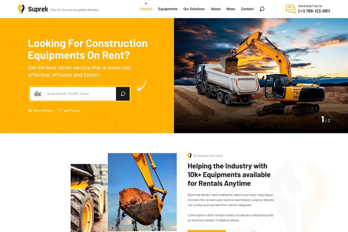 Suprek - Template Website untuk Peralatan Konstruksi yang Modern