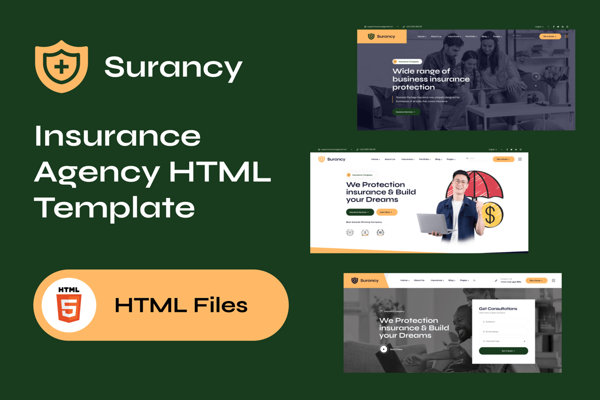 Surancy - Template Website Asuransi Modern dan Responsif