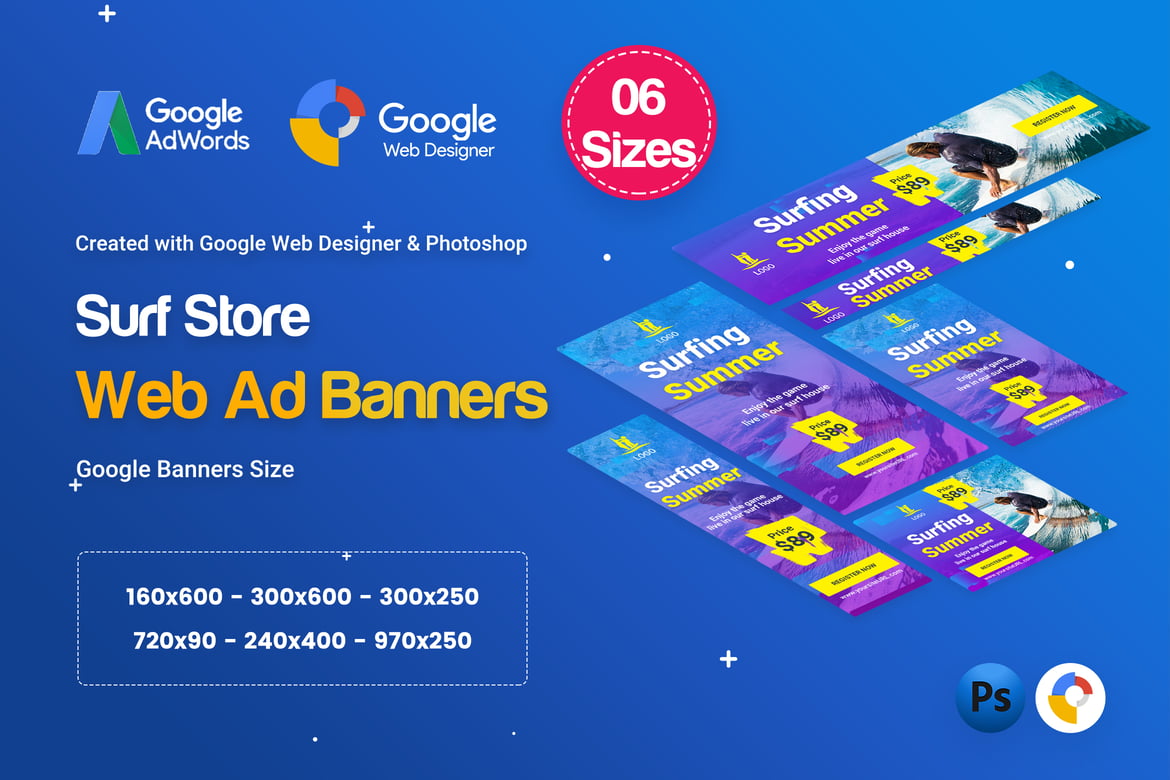 Template Iklan HTML5 Banners Surf Board D41 - Desain Modern dan Menarik