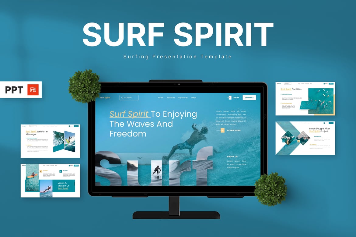 Template Powerpoint Surf Spirit - Tampilkan Semangat Selancar Anda