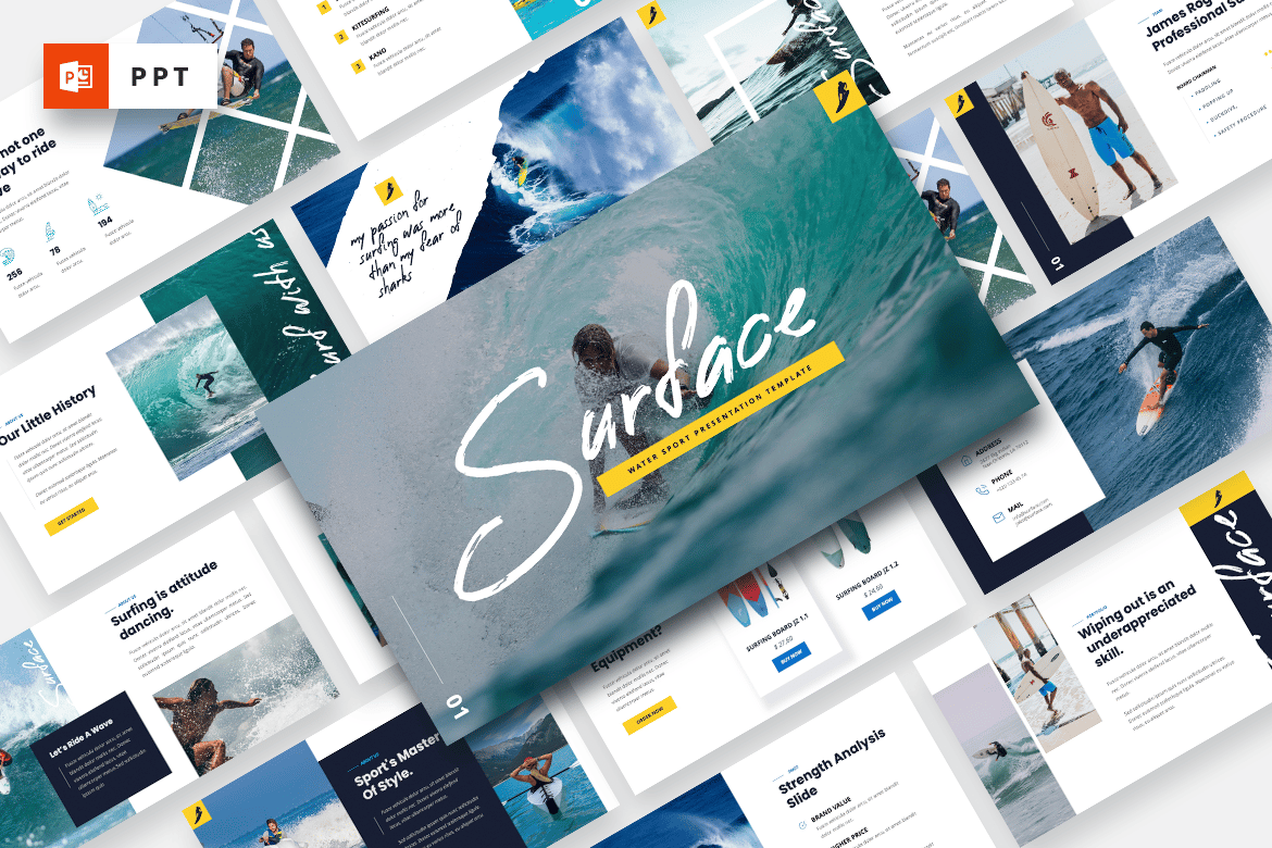 SURFACE - Template Powerpoint Olahraga Air yang Menawan
