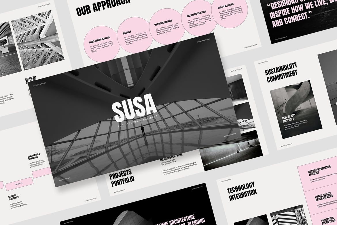 Susa: Template Presentasi Arsitektur Profesional
