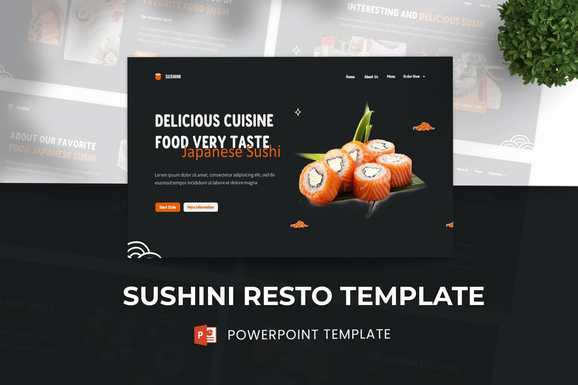 Template PowerPoint Sushini: Presentasi Modern untuk Bisnis dan Makanan Jepang