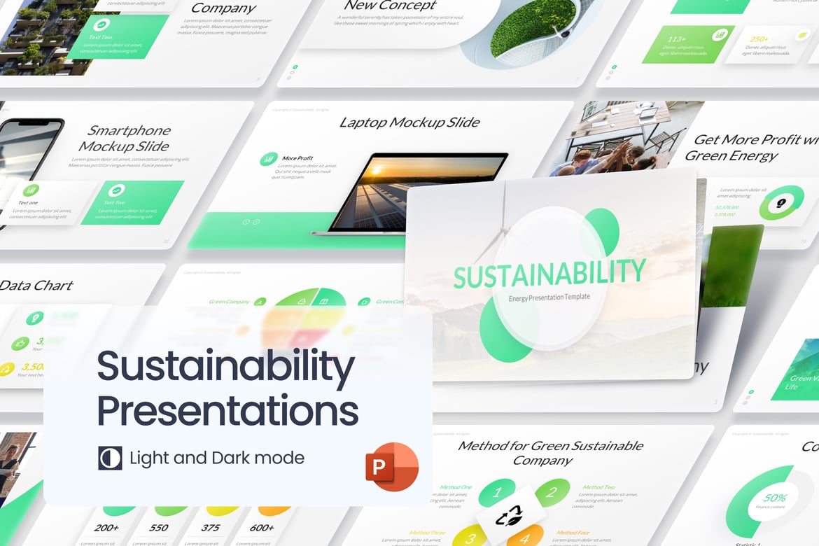 Template PowerPoint Energi Berkelanjutan yang Modern dan Minimalis