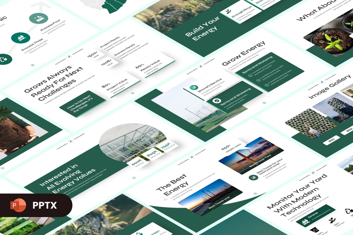 Template Presentasi Energi Berkelanjutan yang Modern dan Menarik