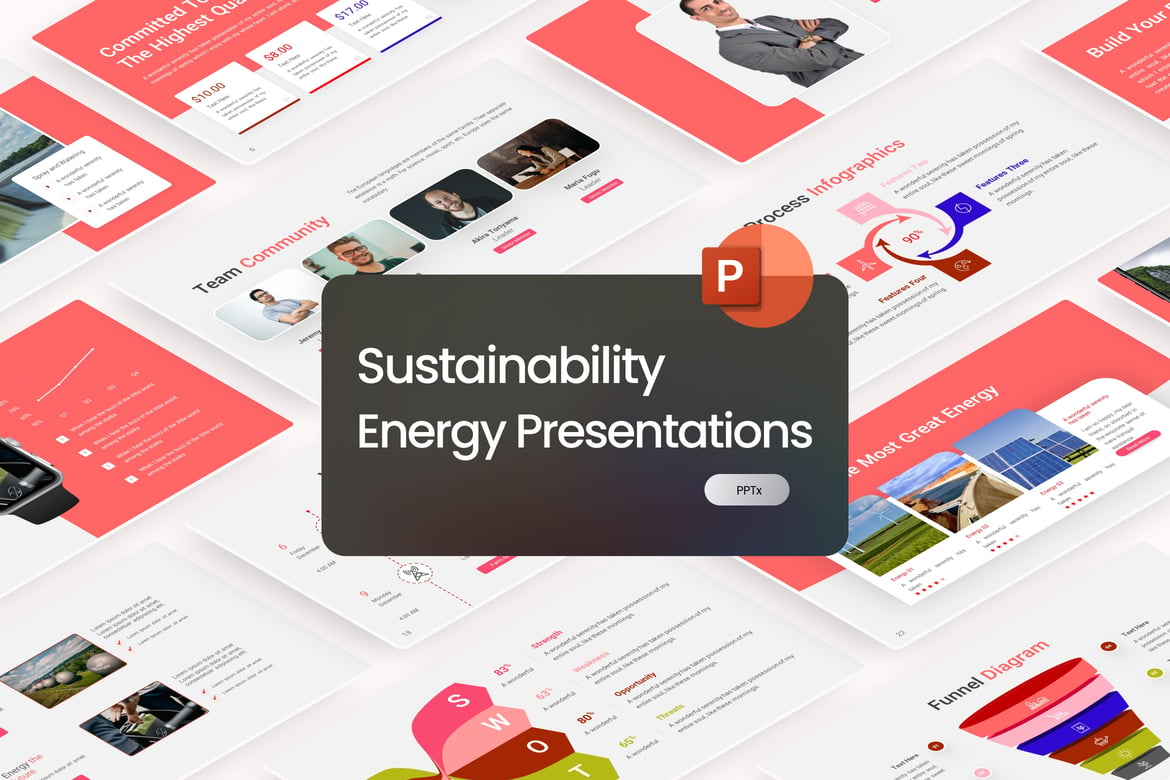 Template PowerPoint Energi Berkelanjutan yang Menarik dan Profesional