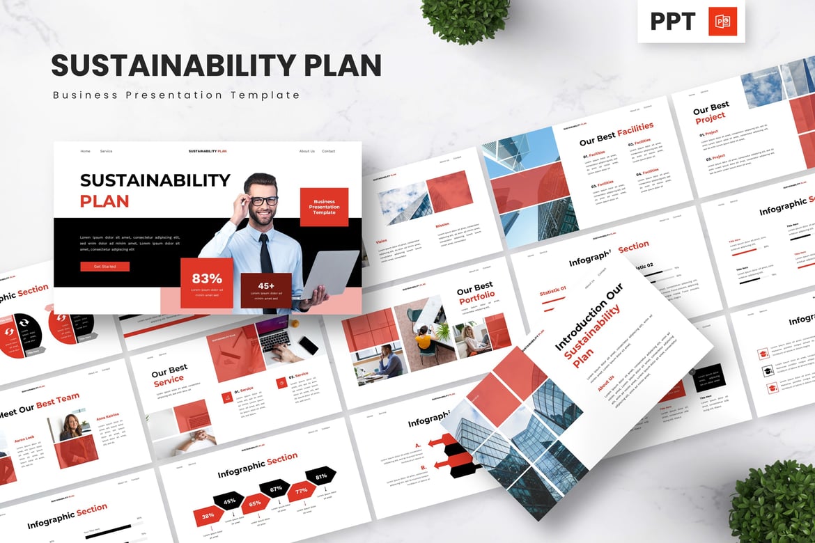 Template Presentasi Powerpoint Rencana Keberlanjutan yang Menarik