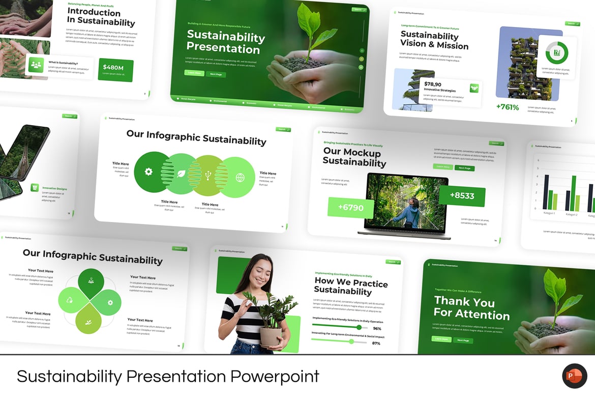 Template Presentasi Powerpoint Berkelanjutan yang Kreatif