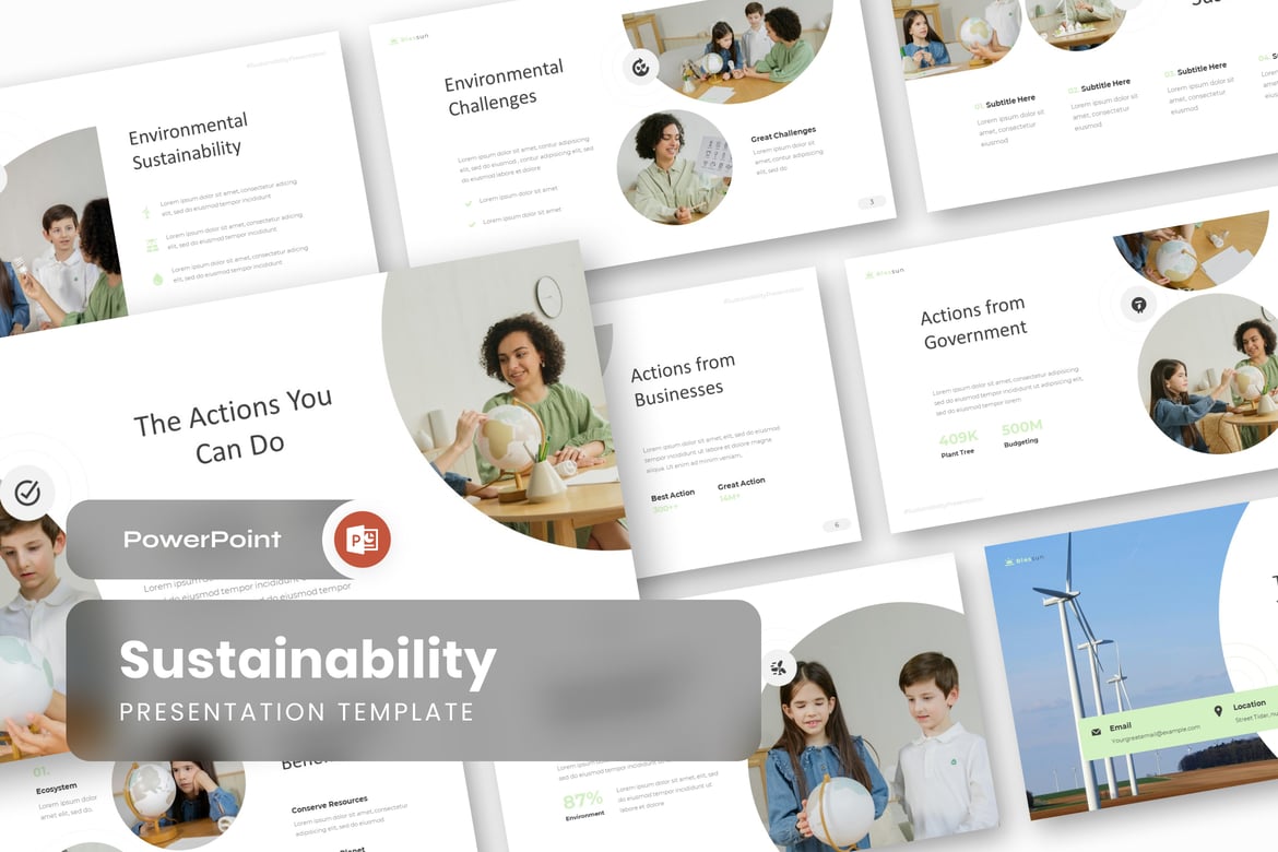 Template Presentasi PowerPoint Berkelanjutan yang Menarik