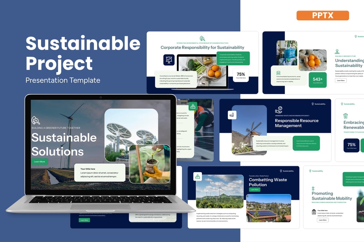 Template Powerpoint Proyek Keberlanjutan yang Inspiratif