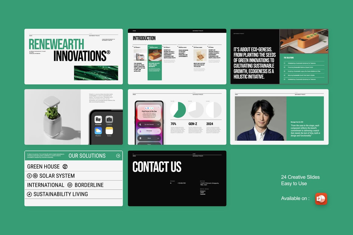 Template PowerPoint Presentasi Bisnis Berkelanjutan yang Menarik