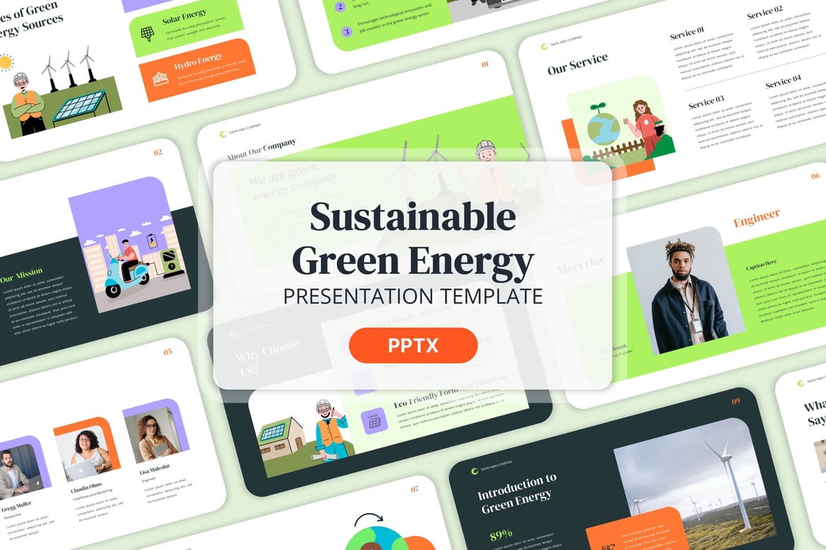 Template PowerPoint Energi Hijau Berkelanjutan yang Profesional