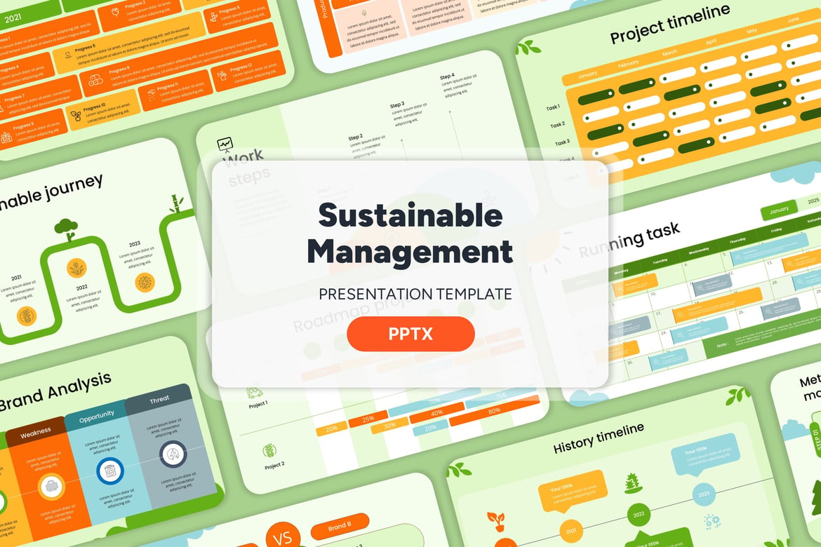Template Powerpoint Manajemen Berkelanjutan yang Kreatif dan Profesional
