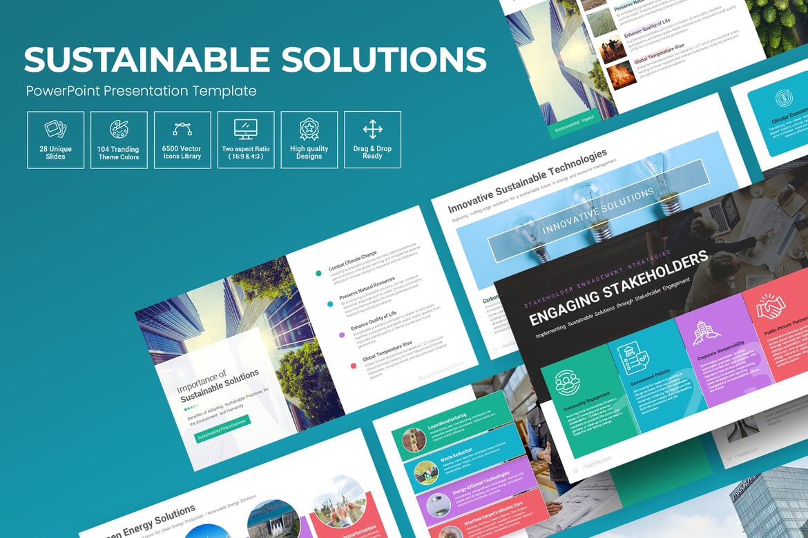 Template Presentasi PowerPoint Solusi Berkelanjutan yang Menarik
